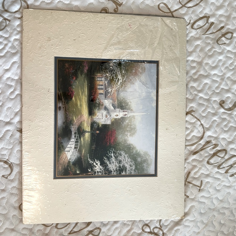 Thomas Kinkade Limited Edition Lithograph Hometown Chapel 14”x11” Matted New